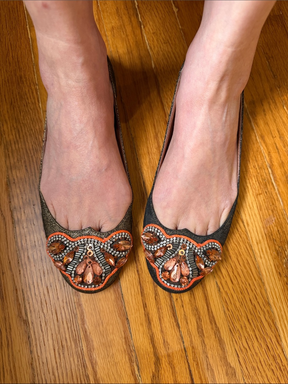 Cute Anthropologie Jasper & Jeera bejewelled toe ballet flats Size 7